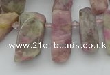 CTD3565 Top drilled 10*20mm - 12*35mm sticks pink tourmaline beads