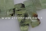 CTD357 Top drilled 10*25mm - 10*50mm wand green rutilated quartz beads