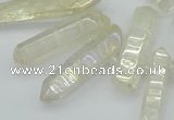 CTD3575 Top drilled 6*20mm - 8*45mm sticks plated white crystal beads