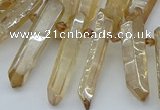 CTD3576 Top drilled 6*20mm - 8*45mm sticks plated white crystal beads