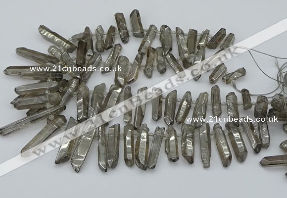 CTD3578 Top drilled 6*20mm - 8*45mm sticks plated white crystal beads