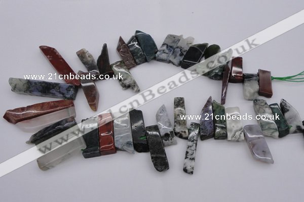 CTD359 Top drilled 10*25mm - 10*50mm wand Indian agate beads