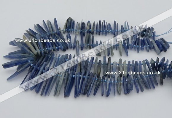 CTD3595 Top drilled 2*15mm - 5*40mm sticks blue kyanite beads