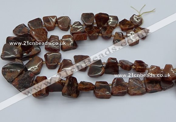 CTD3596 Top drilled 15*20mm - 25*30mm freeform orange garnet beads