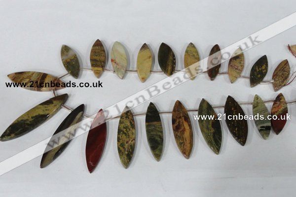 CTD36 Top drilled 10*24mm – 15*50mm marquise brecciated jasper beads