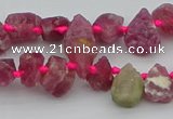 CTD3625 Top drilled 8*10mm - 10*14mm freeform pink tourmaline beads