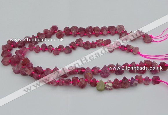 CTD3625 Top drilled 8*10mm - 10*14mm freeform pink tourmaline beads