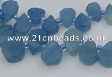 CTD3628 Top drilled 8*10mm - 10*14mm flat teardrop aquamarine beads