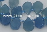 CTD3629 Top drilled 12*15mm - 15*18mm flat teardrop aquamarine beads