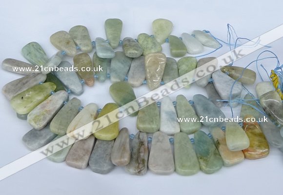 CTD3637 Top drilled 10*20mm - 15*45mm freeform aquamarine beads