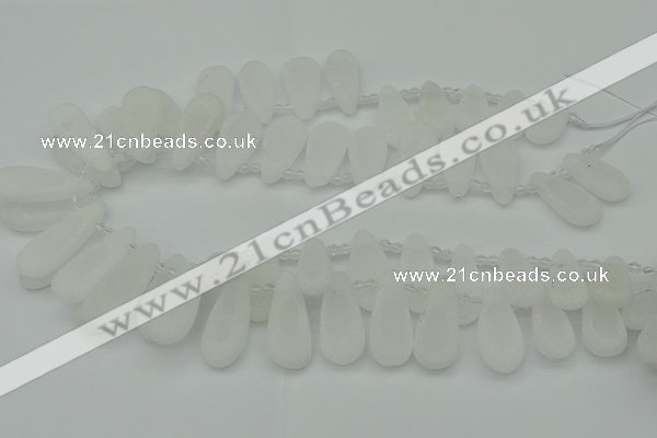 CTD3645 Top drilled 10*20mm - 15*45mm freeform matte white crystal beads