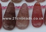 CTD3650 Top drilled 10*20mm - 15*45mm freeform strawberry quartz beads