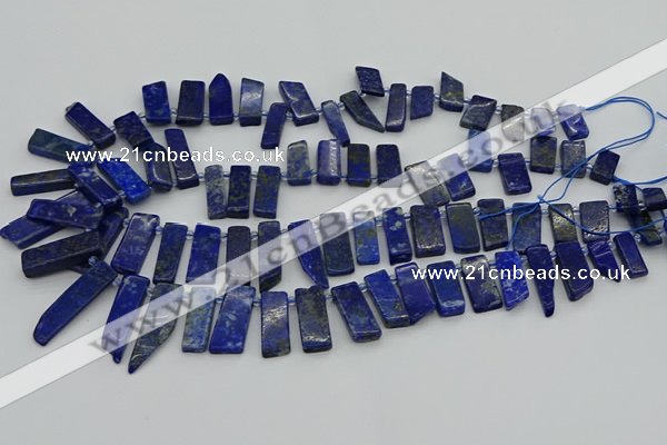 CTD3654 Top drilled 6*15mm - 10*25mm sticks lapis lazuli beads