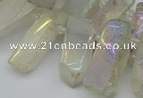 CTD3656 Top drilled 8*15mm - 11*30mm sticks plated white crystal beads