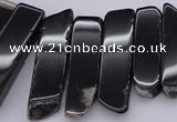 CTD369 Top drilled 10*28mm - 10*50mm wand black agate beads