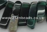 CTD370 Top drilled 10*28mm - 10*50mm wand green agate beads