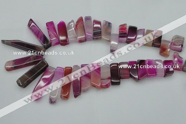 CTD371 Top drilled 10*20mm - 12*55mm wand fuchsia agate beads