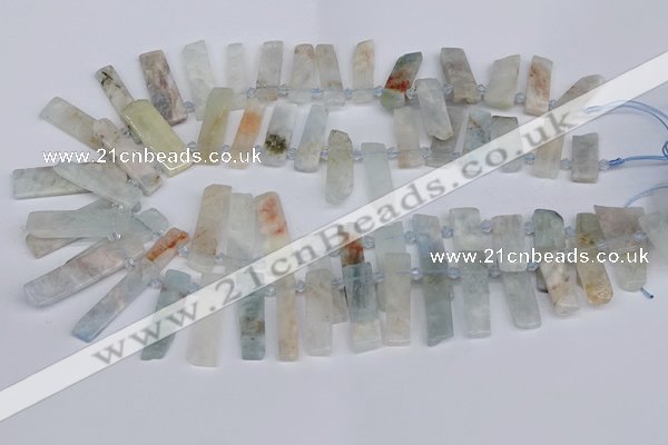 CTD3710 Top drilled 8*20mm - 10*35mm sticks aquamarine beads