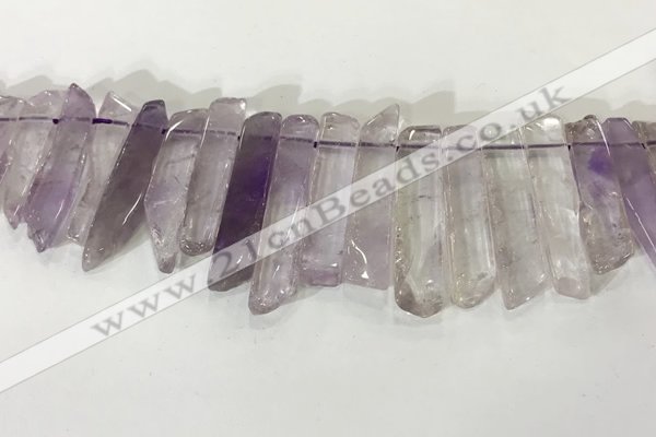 CTD3722 Top drilled 8*20mm - 10*50mm sticks light amethyst beads