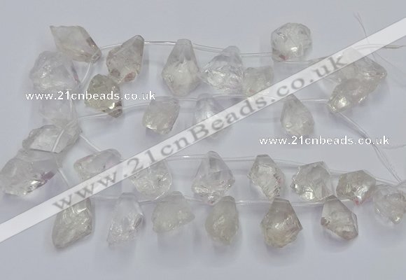 CTD3750 Top drilled 15*20mm - 25*30mm faceted nuggets white crystal beads