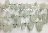 CTD3753 Top drilled 6*12mm - 13*18mm nuggets green quartz beads