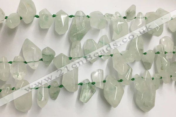 CTD3753 Top drilled 6*12mm - 13*18mm nuggets green quartz beads