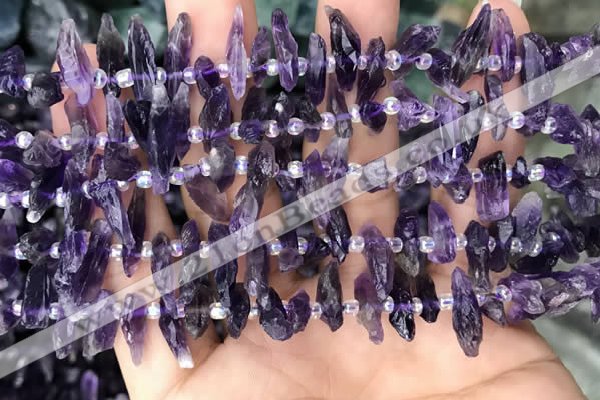 CTD3755 15.5 inches 4*6mm - 6*20mm sticks amethyst gemstone beads