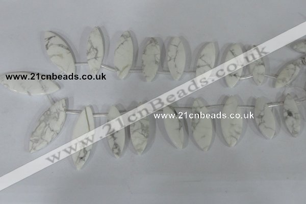 CTD38 Top drilled 10*32mm – 15*42mm marquise white howlite beads