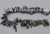 CTD382 Top drilled 5*20mm - 8*35mm sticks plated quartz beads