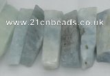 CTD394 Top drilled 8*18mm - 10*50mm wand aquamarine beads