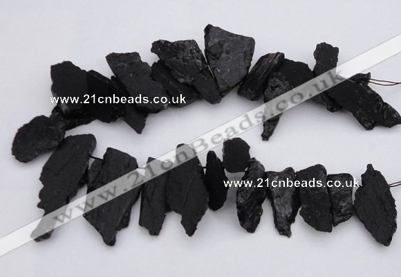 CTD396 Top drilled 10*25mm - 20*35mm nuggets black tourmaline beads