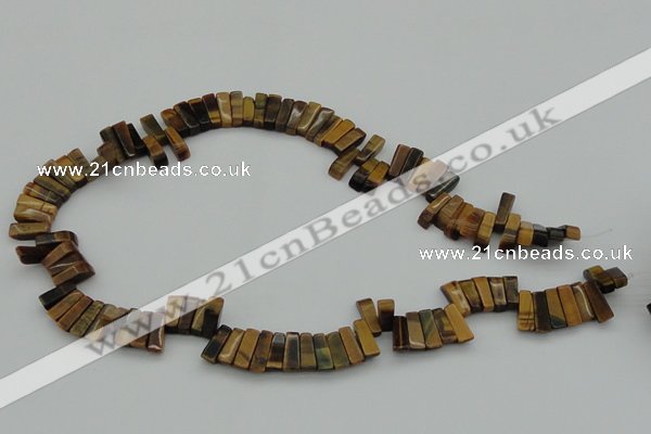 CTD402 Top drilled 4*15mm - 6*20mm sticks yellow tiger eye beads