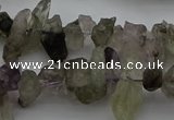 CTD413 Top drilled 4*8mm - 6*15mm nuggets green quartz beads