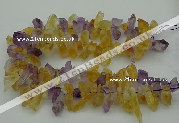 CTD419 Top drilled 10*20mm - 15*35mm nuggets amethyst & citrine beads