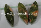 CTD42 Top drilled 10*25mm – 17*50mm marquise unakite gemstone beads