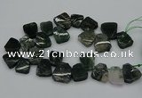 CTD435 Top drilled 18*25mm - 22*30mm freeform moss agate beads