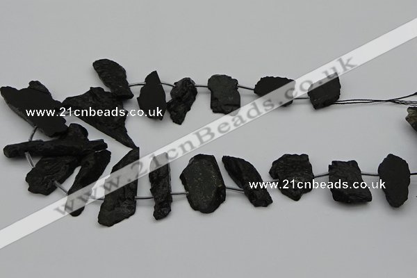 CTD438 Top drilled 10*25mm - 20*45mm freeform black tourmaline beads