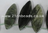 CTD44 Top drilled 10*28mm – 18*50mm marquise green hair stone beads