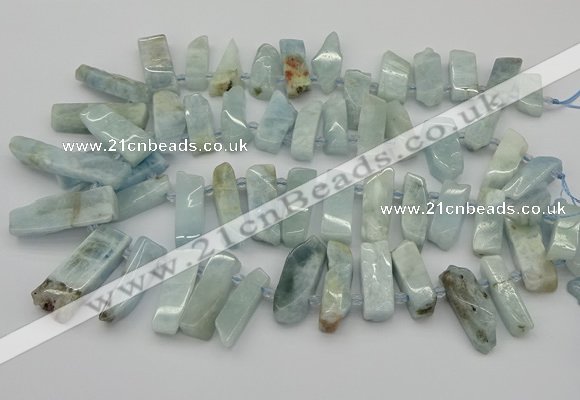 CTD444 Top drilled 8*20mm - 10*40mm sticks aquamarine beads