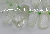 CTD454 15.5 inches 8*20mm - 15*38mm freeform green phantom quartz beads