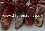 CTD461 15.5 inches 10*20mm - 12*35mm sticks red agate beads