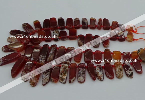 CTD461 15.5 inches 10*20mm - 12*35mm sticks red agate beads