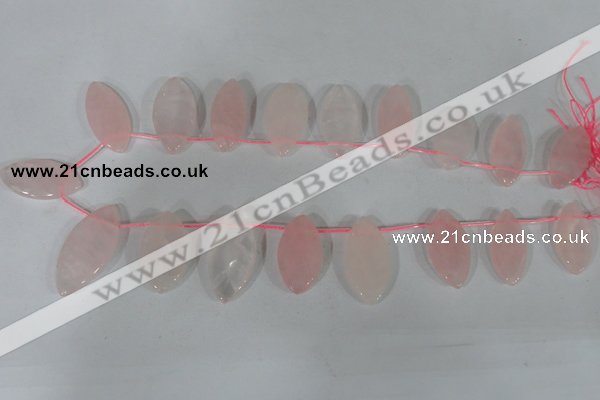 CTD47 Top drilled 12*23mm – 18*50mm marquise rose quartz beads