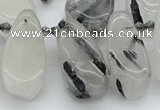 CTD483 Top drilled 10*22mm - 15*45mm freeform black rutilated quartz beads