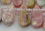 CTD486 Top drilled 10*22mm - 15*45mm freeform pink opal beads