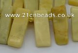 CTD498 Top drilled 10*25mm - 10*45mm sticks yellow jade beads