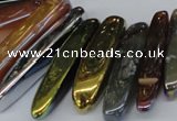 CTD526 Top drilled 10*25mm - 10*60mm wand plated agate beads