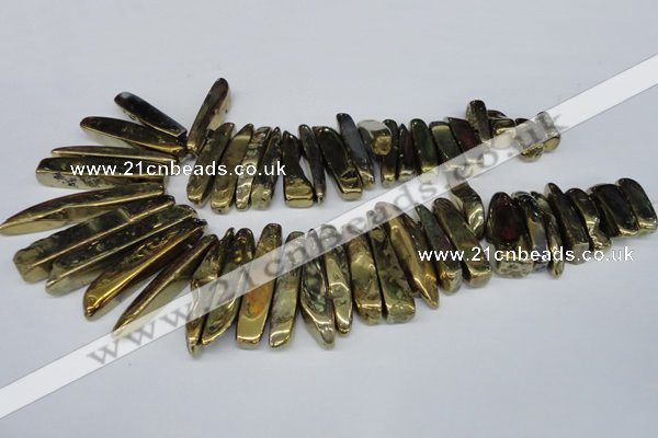 CTD527 Top drilled 10*25mm - 10*60mm wand plated agate beads