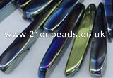 CTD528 Top drilled 10*25mm - 10*60mm wand plated agate beads