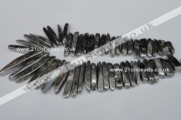 CTD529 Top drilled 10*25mm - 10*60mm wand plated agate beads